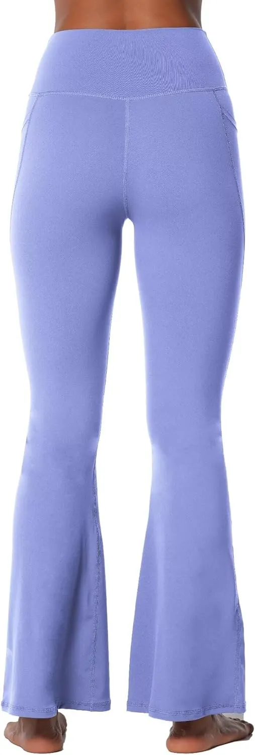 Sunzel Flare Leggings for Women with Pockets, Crossover Yoga Pants with Tummy Control, High Waisted and Wide Leg