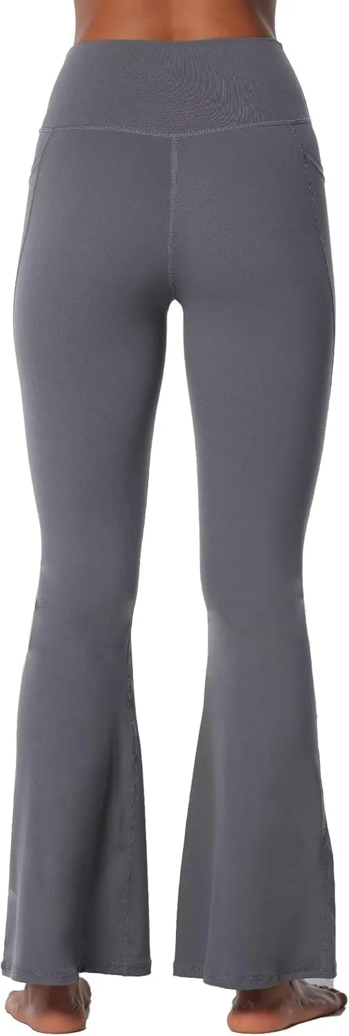 Sunzel Flare Leggings for Women with Pockets, Crossover Yoga Pants with Tummy Control, High Waisted and Wide Leg