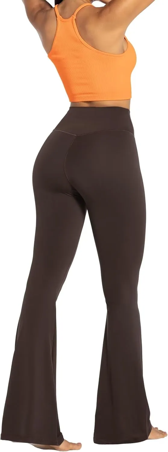 Sunzel Womens Flare Leggings No Front Seam Flare Yoga Pants with Tummy Control Crossover High Waist and Wide Leg