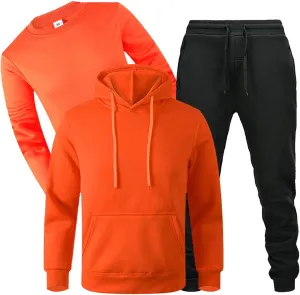 Sweatsuits for Men 3 Piece Heavyweight Fashion Hoodies, Long Sleeve Basic Tops and Jogger Sweatpants Outfits Tracksuits
