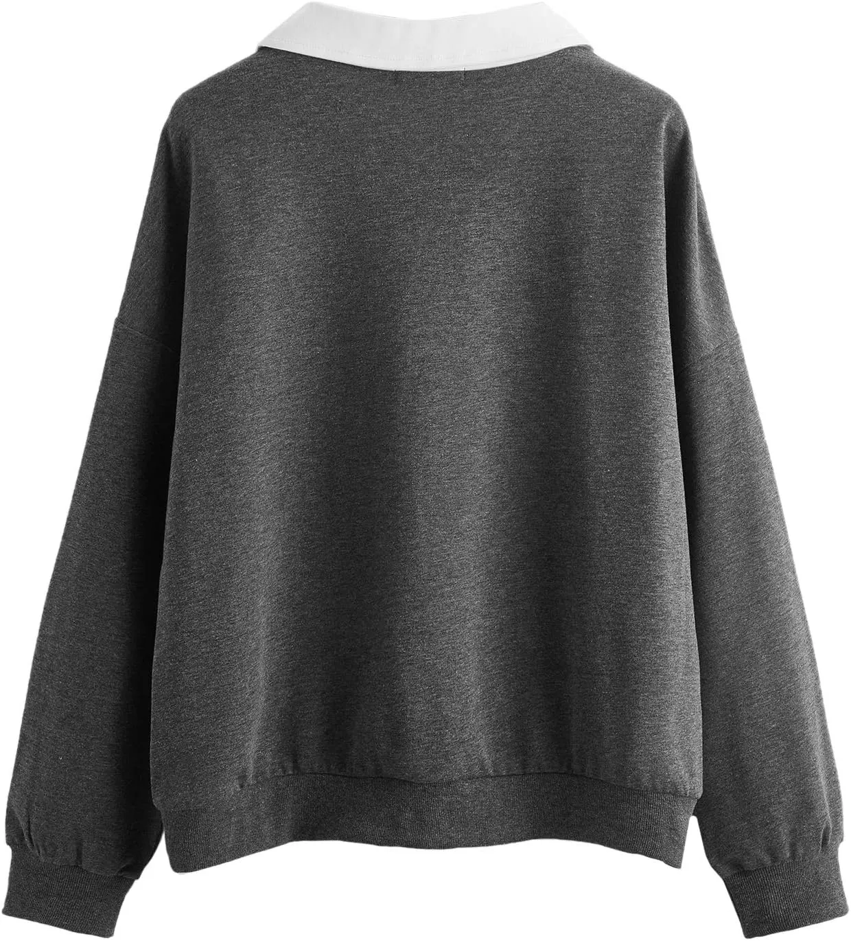 SweatyRocks Women's Contrast Collar Drop Shoulder Casual Long Sleeve Pullover Sweatshirt Tops
