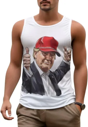 Tank Tops Trump Beach Summer Sleeveless Shirts Vacation Tanks Gym Tank T-Shirts Top for Men