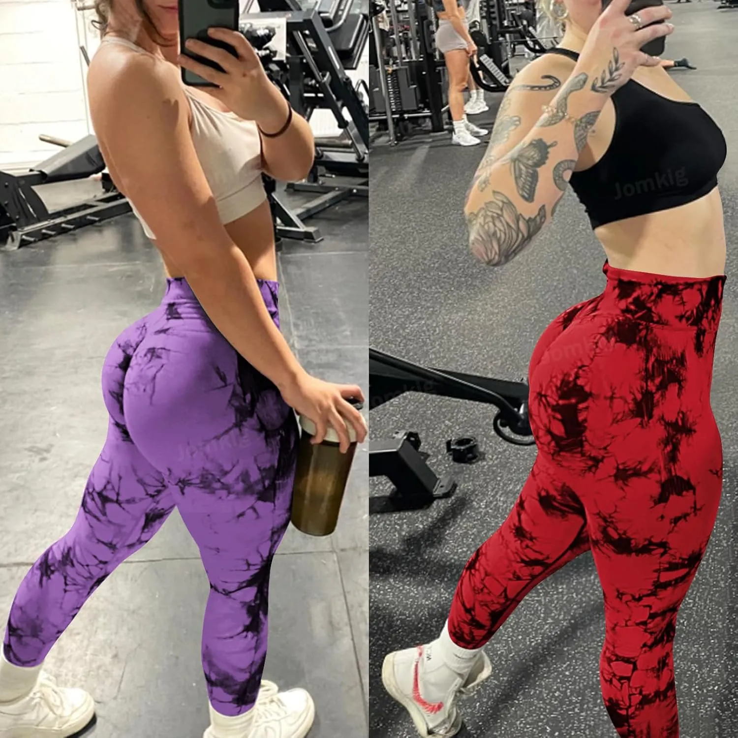 Tie Dye Seamless Leggings for Women High Waist Workout Yoga Pants Scrunch Butt Lifting Compression Tights
