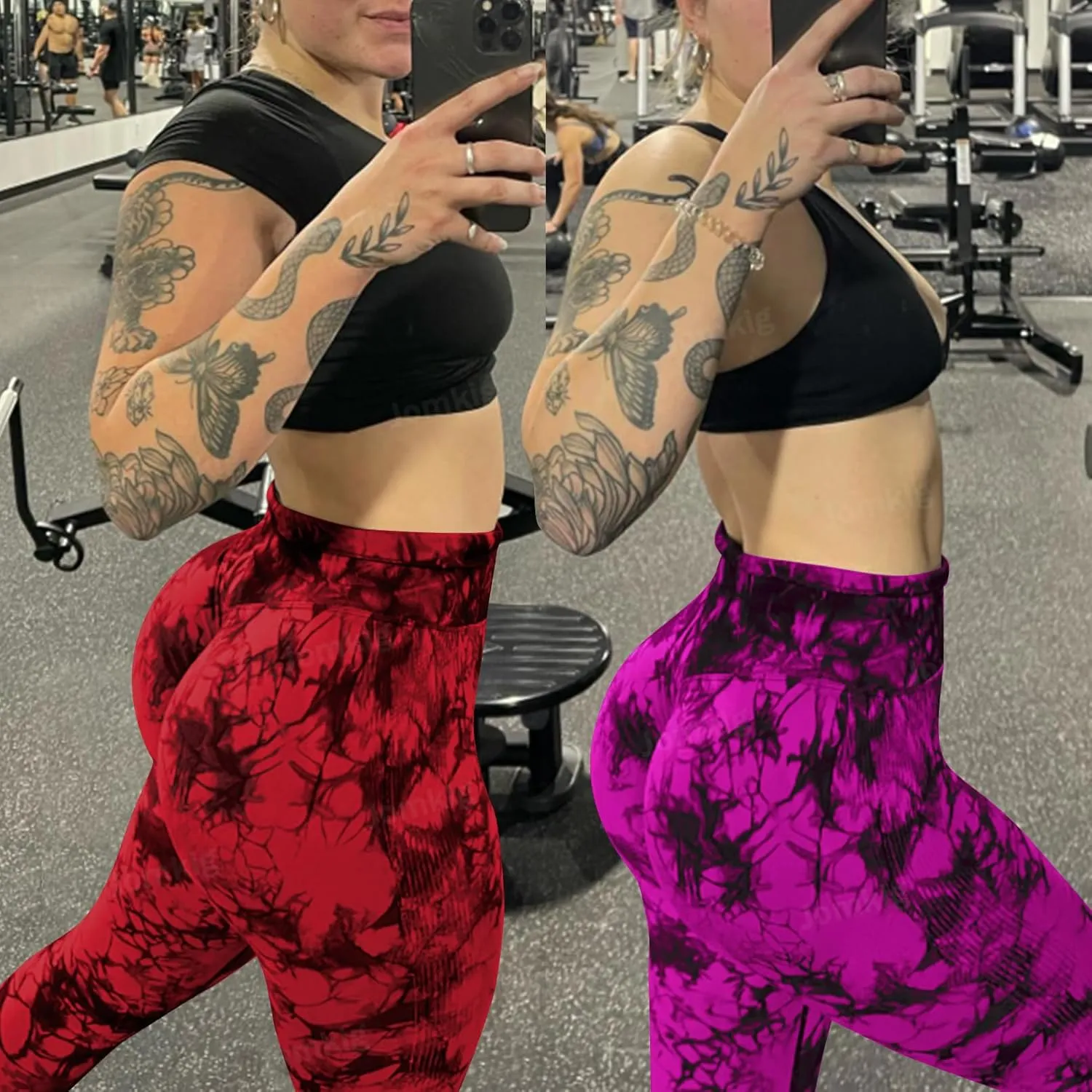 Tie Dye Seamless Leggings for Women High Waist Workout Yoga Pants Scrunch Butt Lifting Compression Tights