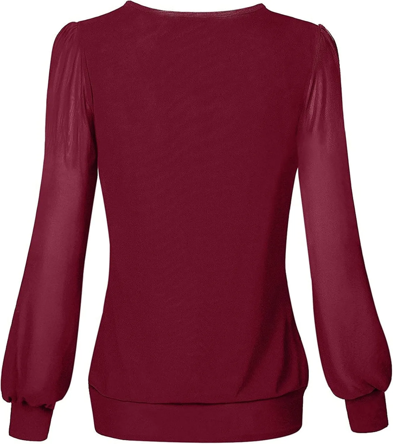 Timeson Women's Long Sleeve Scoop Neck Pleated Front Fitted Blouse Tops