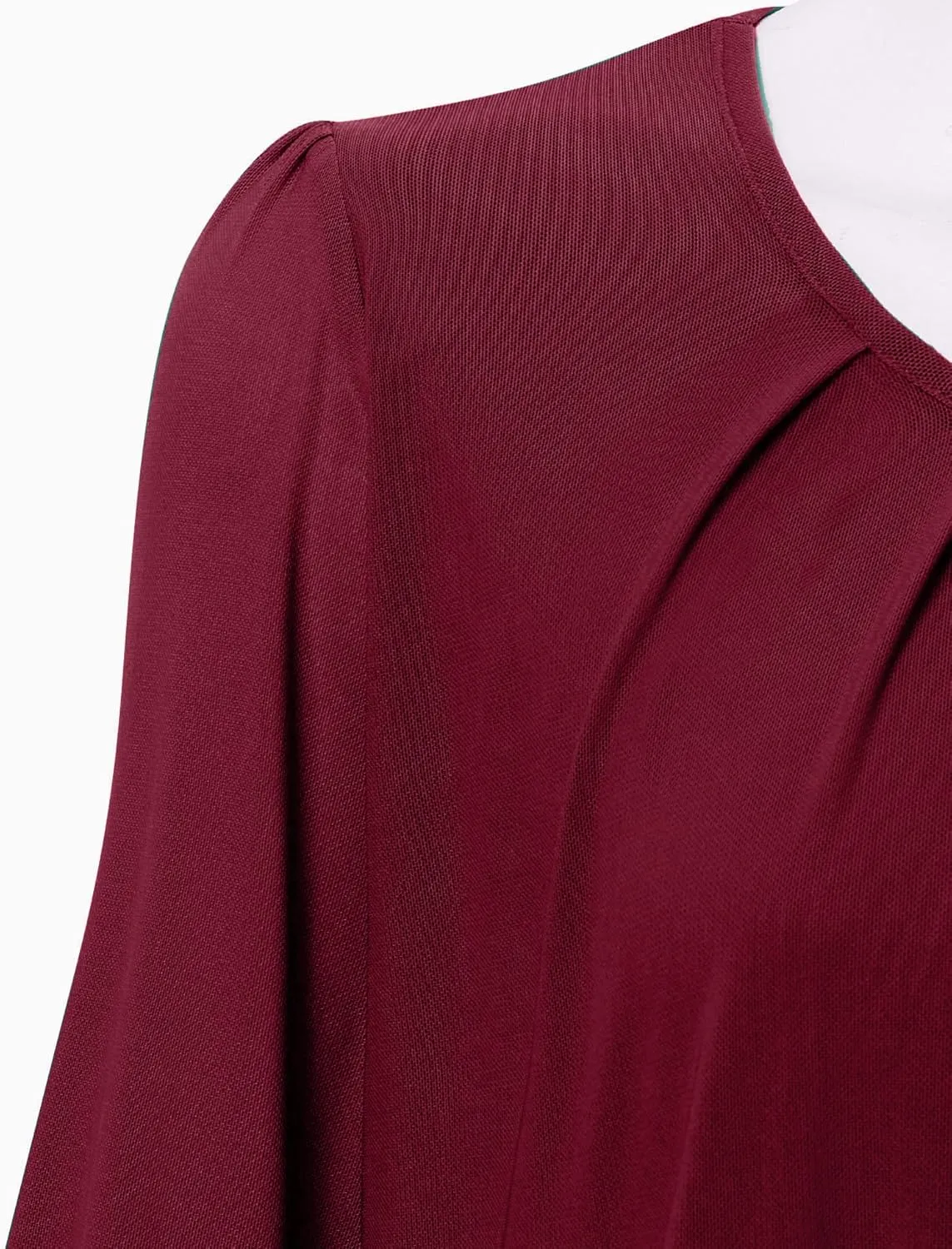 Timeson Women's Long Sleeve Scoop Neck Pleated Front Fitted Blouse Tops