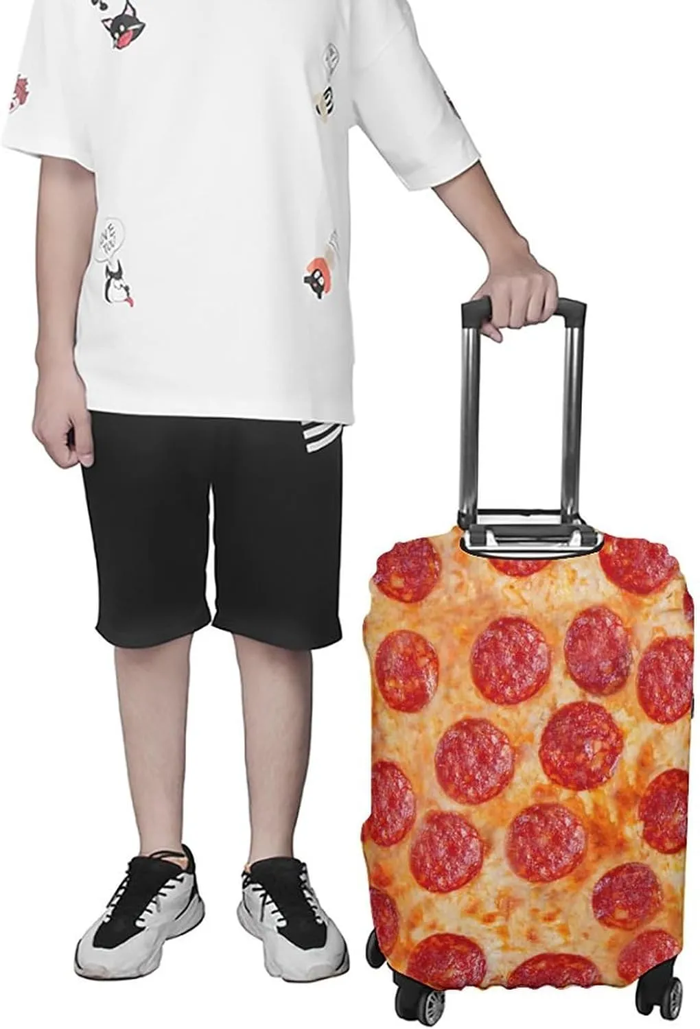 Travel Luggage Cover Pizza, Washable Luggage Suitcase Covers, Travel Luggage Sleeve Protector for Wheeled Suitcase, Travel Accessories, S