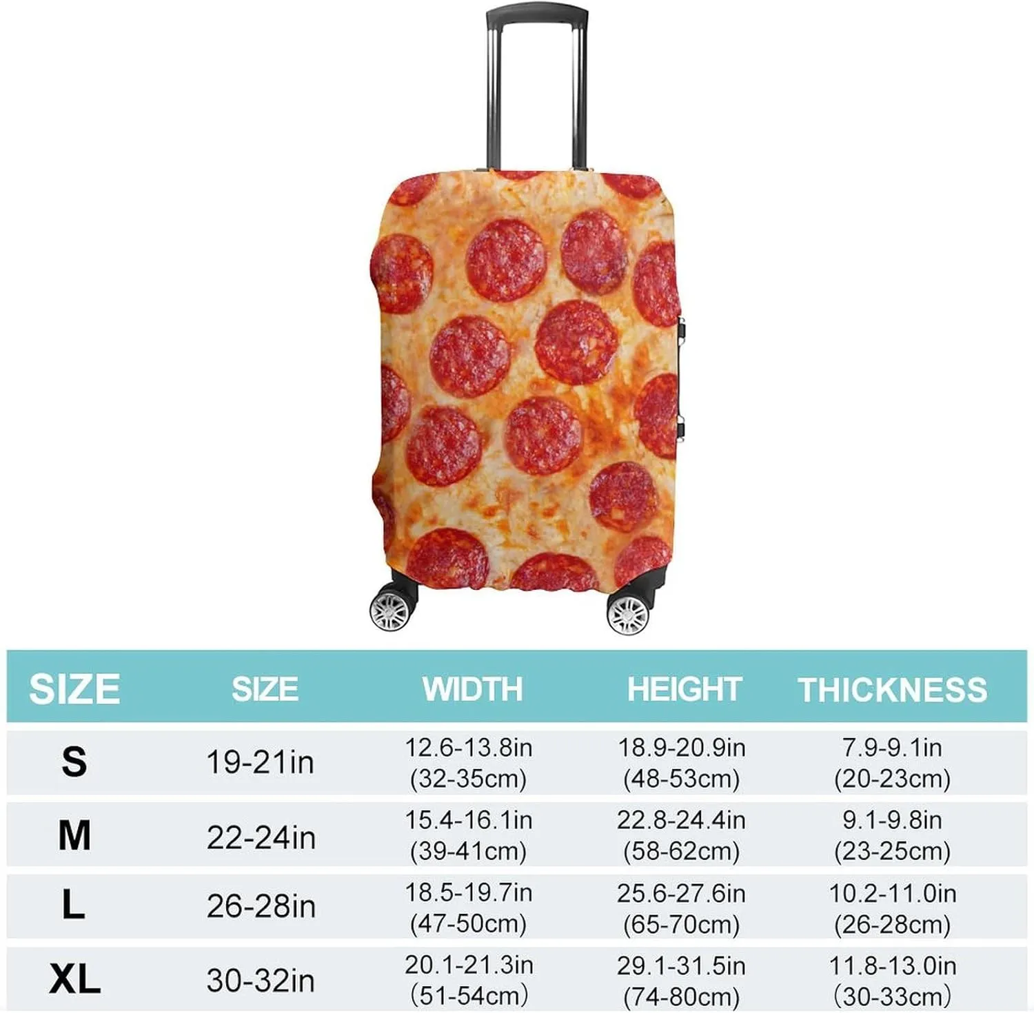 Travel Luggage Cover Pizza, Washable Luggage Suitcase Covers, Travel Luggage Sleeve Protector for Wheeled Suitcase, Travel Accessories, S