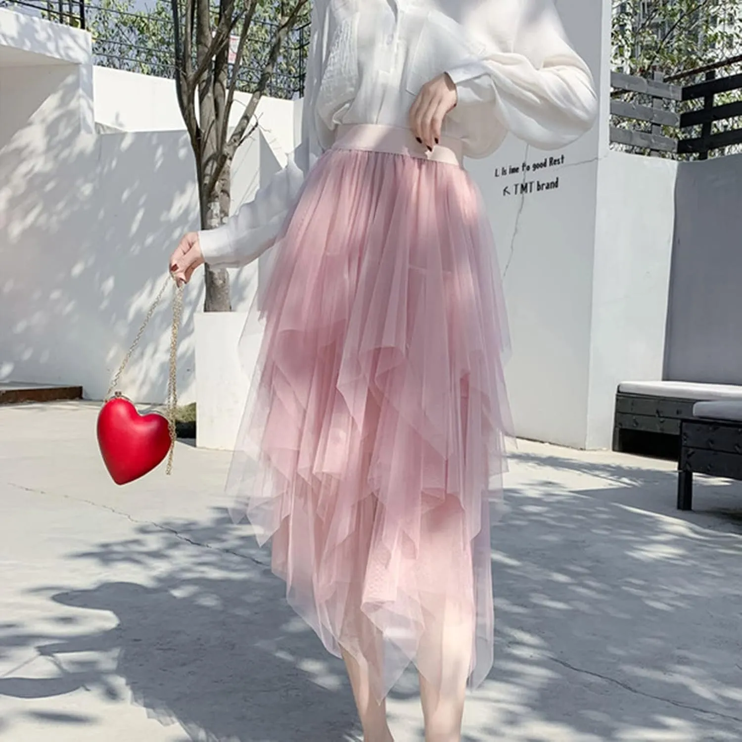 tuduoms Women's Long Tulle Tutu Skirt Teen Girls Pleated Layered Midi Skirt Sequin Flowy Maxi Skirt Dress for Wedding Party