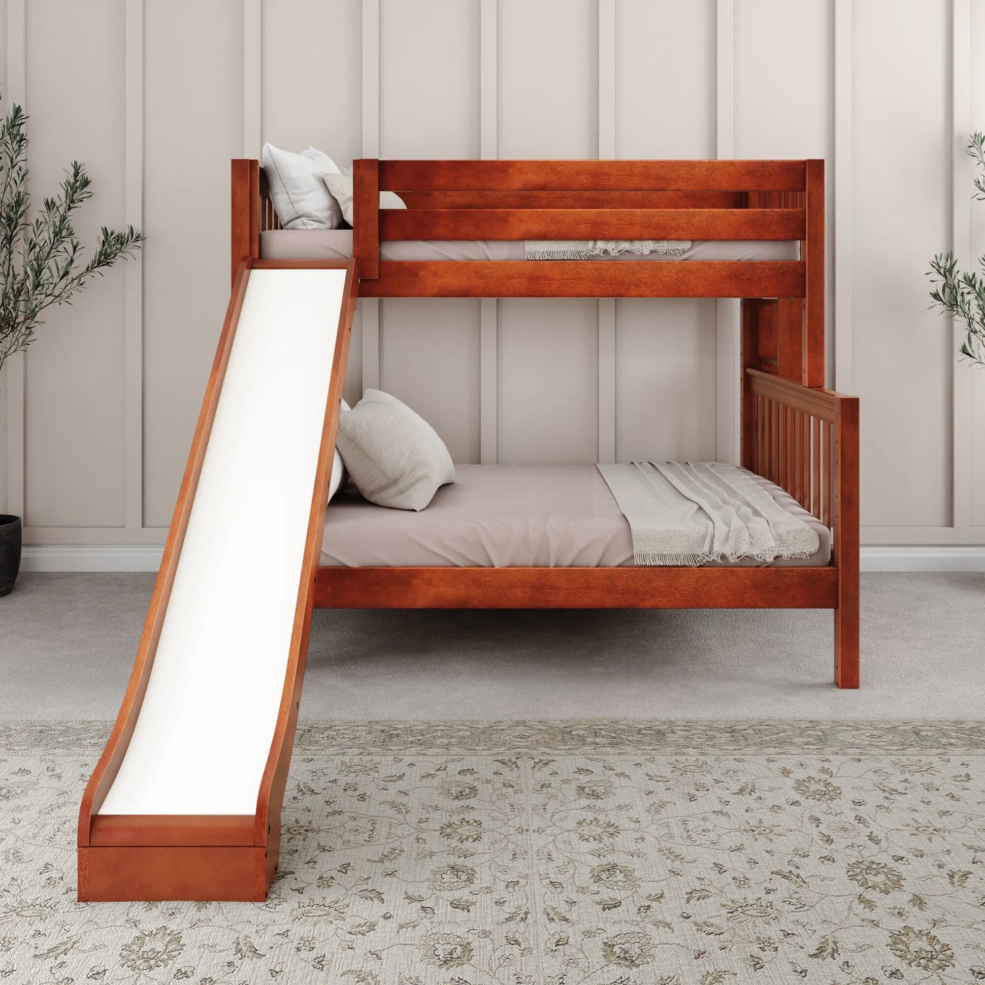 Twin over Full Medium Bunk Bed with Slide and Ladder