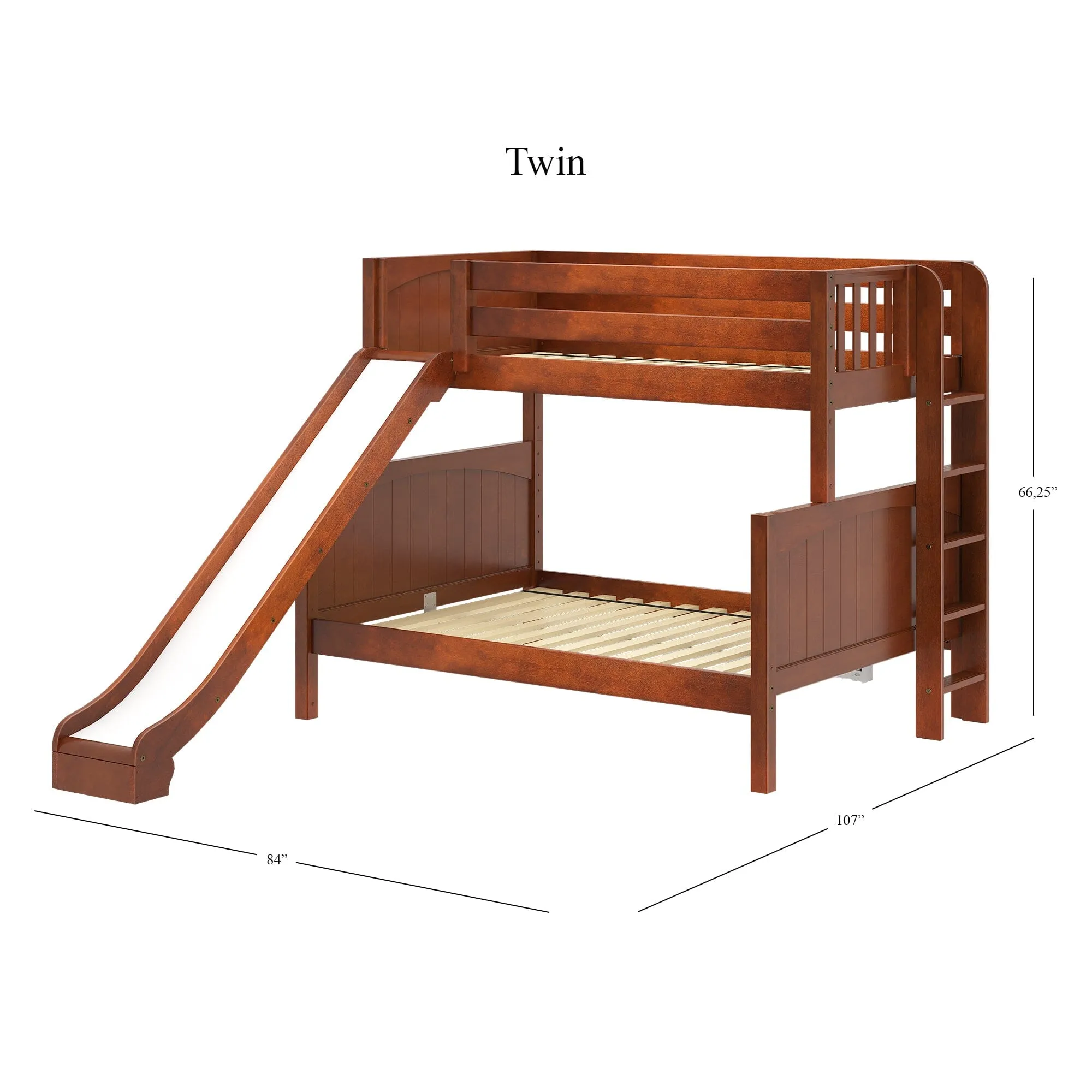 Twin over Full Medium Bunk Bed with Slide and Ladder