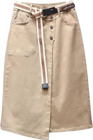UIOKLMJH Women Casual Irregular Denim Skirt Spring Elastic High Waisted A-Line Buttocks Wrapped Skirts
