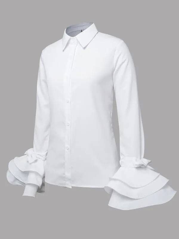 UOOZEE Womens Button Down Shirt Long Sleeve Dress Shirts Solid Work Blouse