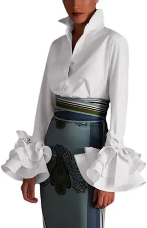UOOZEE Womens Button Down Shirt Long Sleeve Dress Shirts Solid Work Blouse