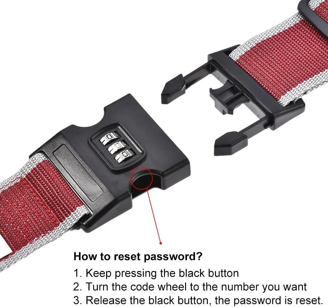 uxcell Luggage Straps Suitcase Belts with Buckle, Combination Lock, 2Mx5cm Adjustable PP Travel Packing Accessories, Red Gray 4Pcs