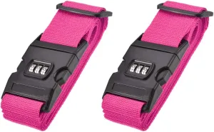 uxcell Luggage Straps Suitcase Belts with Buckle, Combination Lock, 2Mx5cm Adjustable PP Travel Packing Accessories, Rose Red, 2Pcs