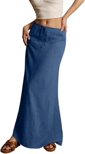 Vacation Skirts for Women, Beach Trendy Maxi Casual Solid Color Womens Skirts