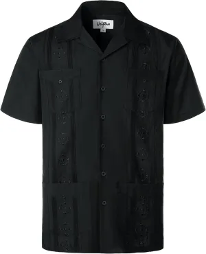 VATPAVE Mens Embroidered Cuban Guayabera Shirts Casual Button Down Short Sleeve Beach Shirts