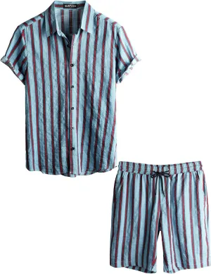 VATPAVE Mens Floral Hawaiian Shirts Short Sleeve Button Down Beach Shirts Suits