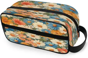 Vintage Daisy Travel Toiletry Bag for Women Men, Hanging Cosmetic Bag, Water Resistant Shaving Bag for Toiletries Accessories
