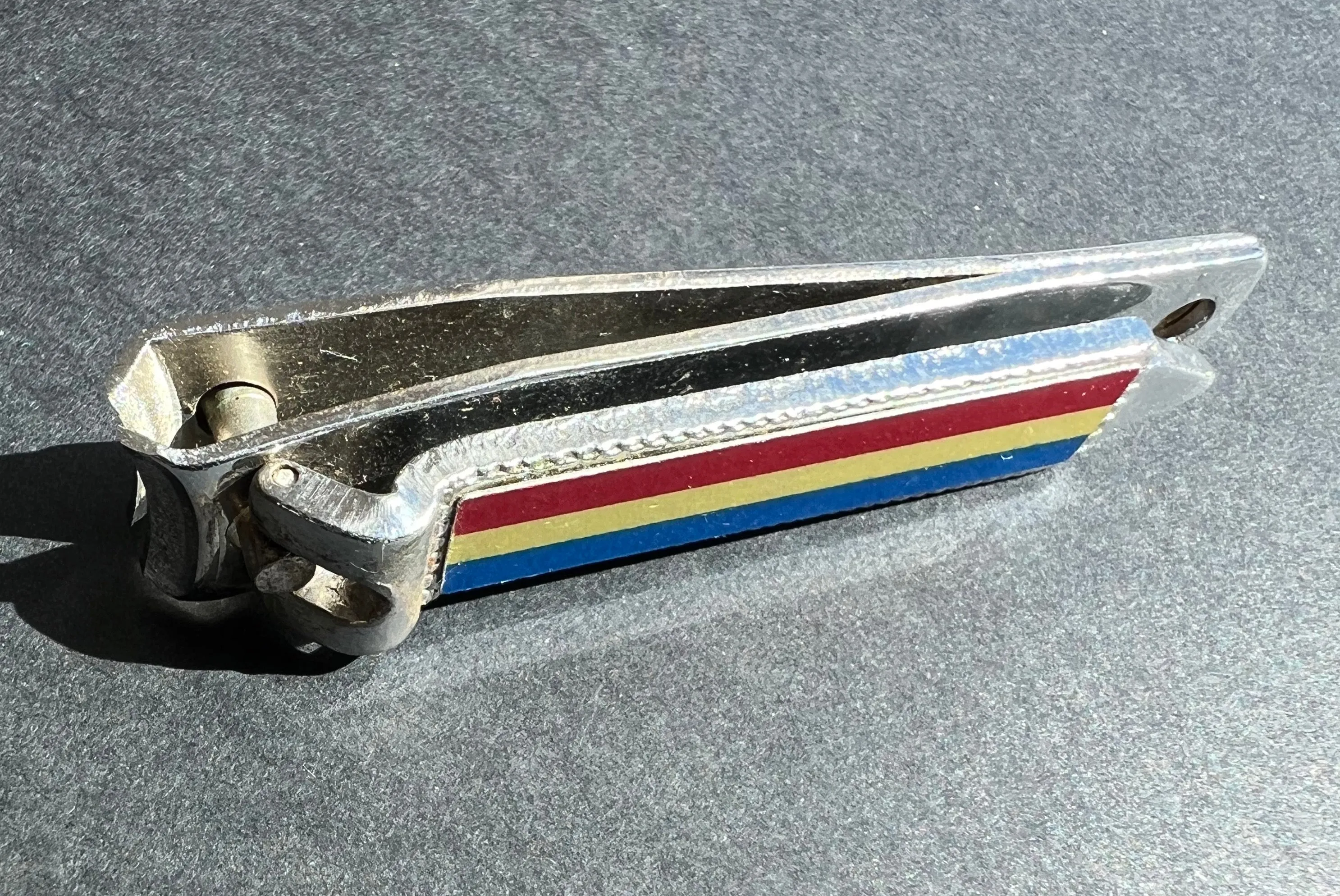 Vintage Enamel Red, White and Blue Nail Clippers and File Key Ring