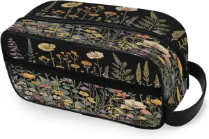 Vintage Wildflower Travel Toiletry Bag for Women Men, Hanging Cosmetic Bag, Water Resistant Shaving Bag for Toiletries Accessories