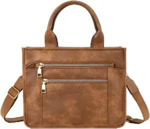 Vintage Women Leather Plaid Pattern Handbags Shoulder Satchel Tote Bags Casual Travel Work Bag Top Handle Crossbody Bags
