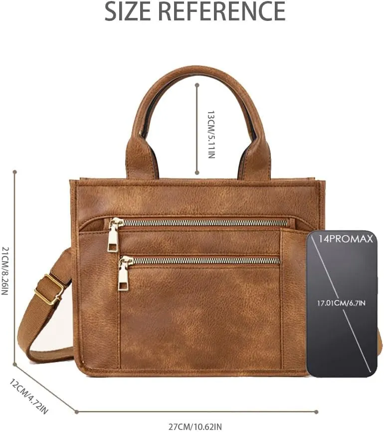 Vintage Women Leather Plaid Pattern Handbags Shoulder Satchel Tote Bags Casual Travel Work Bag Top Handle Crossbody Bags