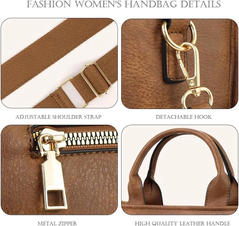 Vintage Women Leather Plaid Pattern Handbags Shoulder Satchel Tote Bags Casual Travel Work Bag Top Handle Crossbody Bags