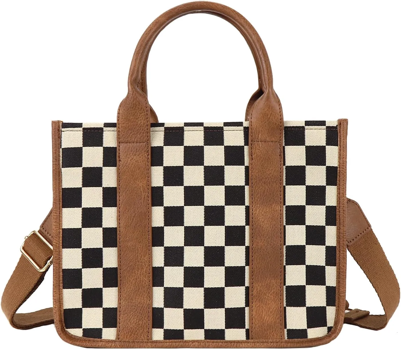 Vintage Women Leather Plaid Pattern Handbags Shoulder Satchel Tote Bags Casual Travel Work Bag Top Handle Crossbody Bags