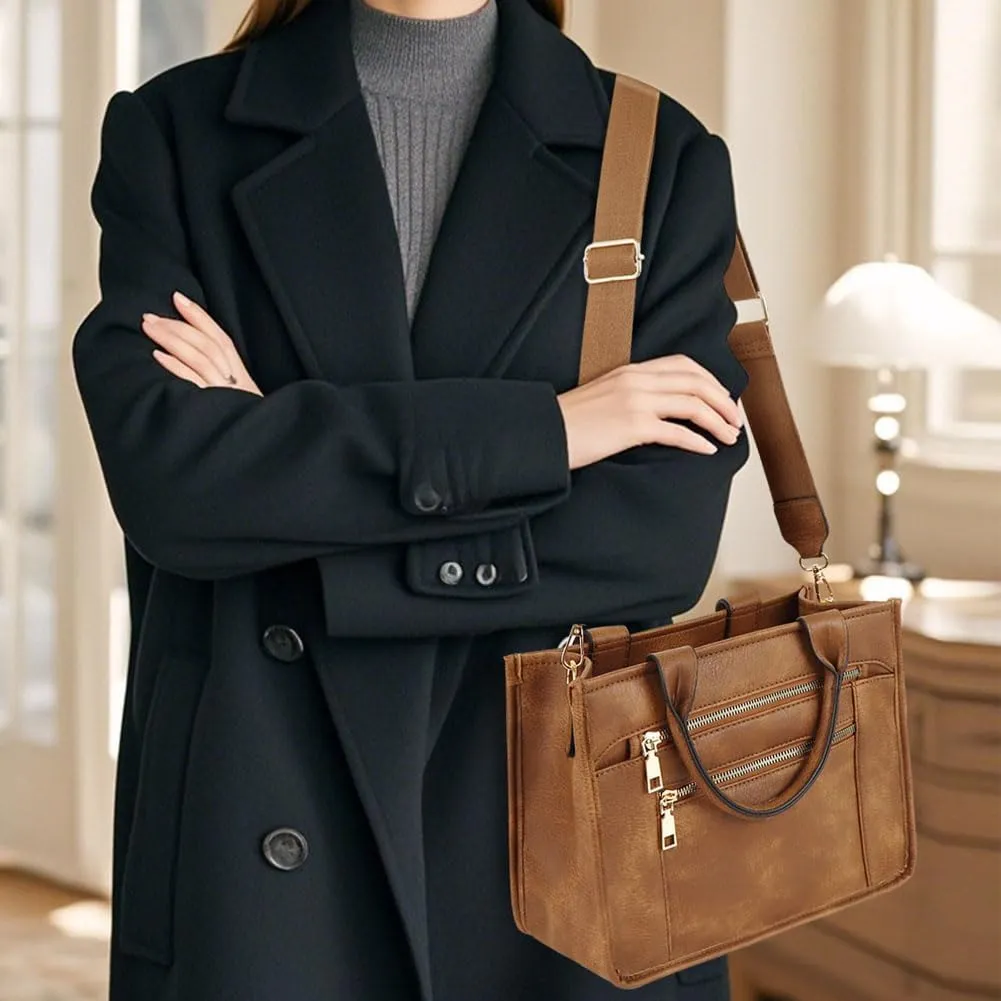 Vintage Women Leather Plaid Pattern Handbags Shoulder Satchel Tote Bags Casual Travel Work Bag Top Handle Crossbody Bags