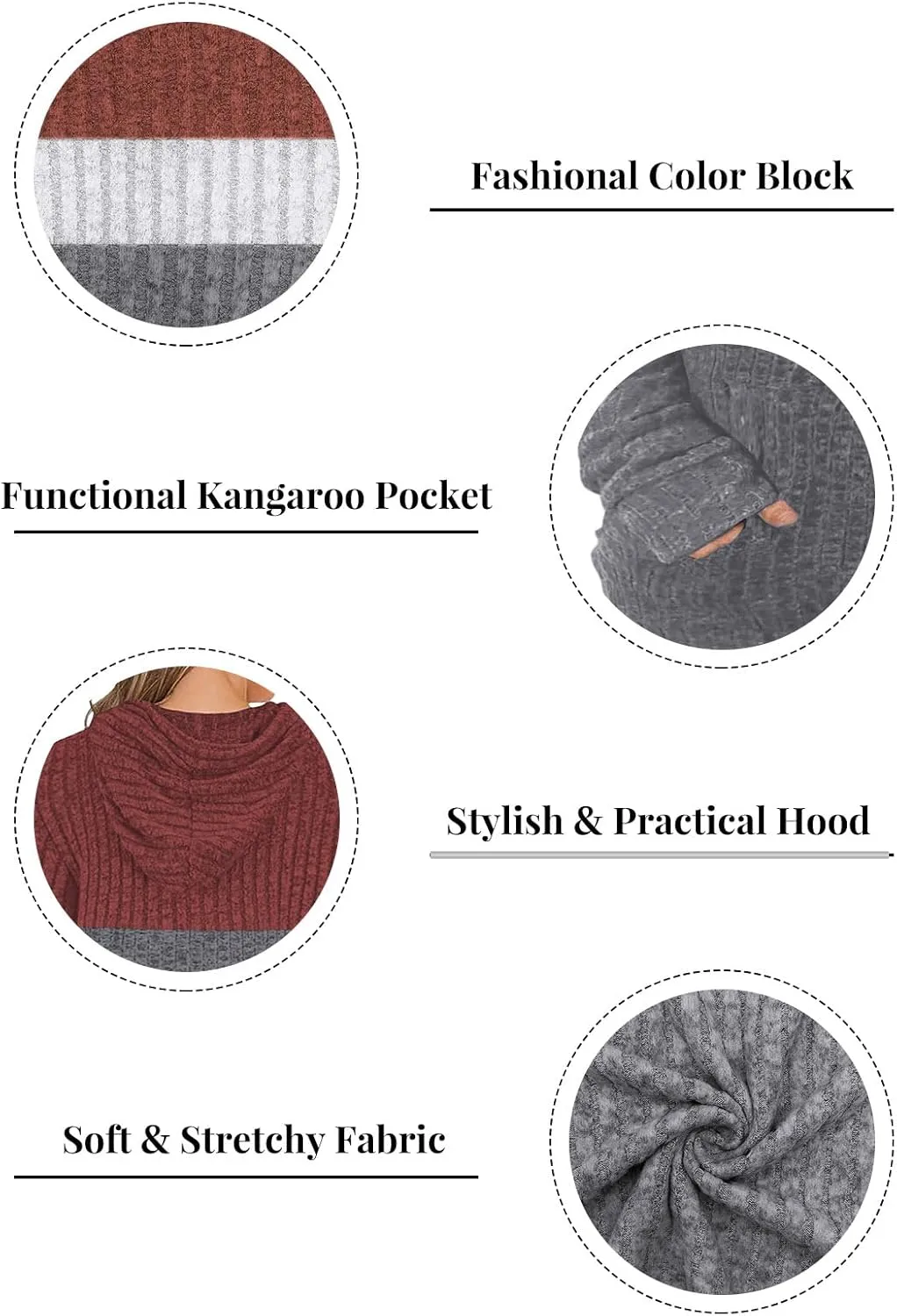 VISLILY Plus-Size-Hoodies for Women Casual Color Block Sweaters Long Sleeve Pullover Sweatshirts Cute Loose Tops with Pocket