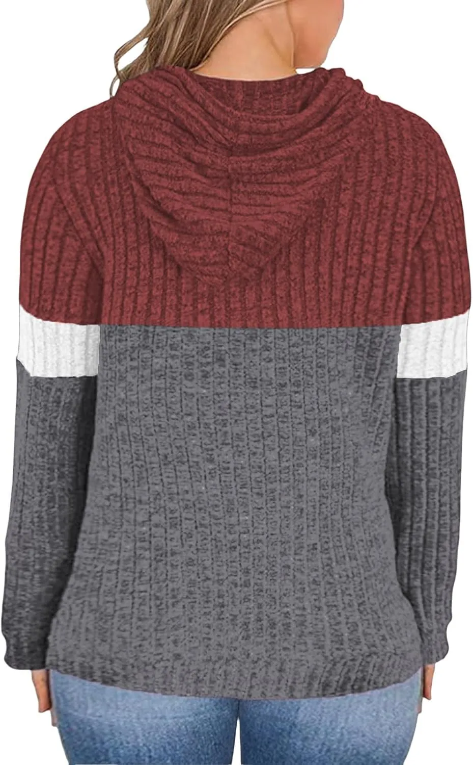 VISLILY Plus-Size-Hoodies for Women Casual Color Block Sweaters Long Sleeve Pullover Sweatshirts Cute Loose Tops with Pocket