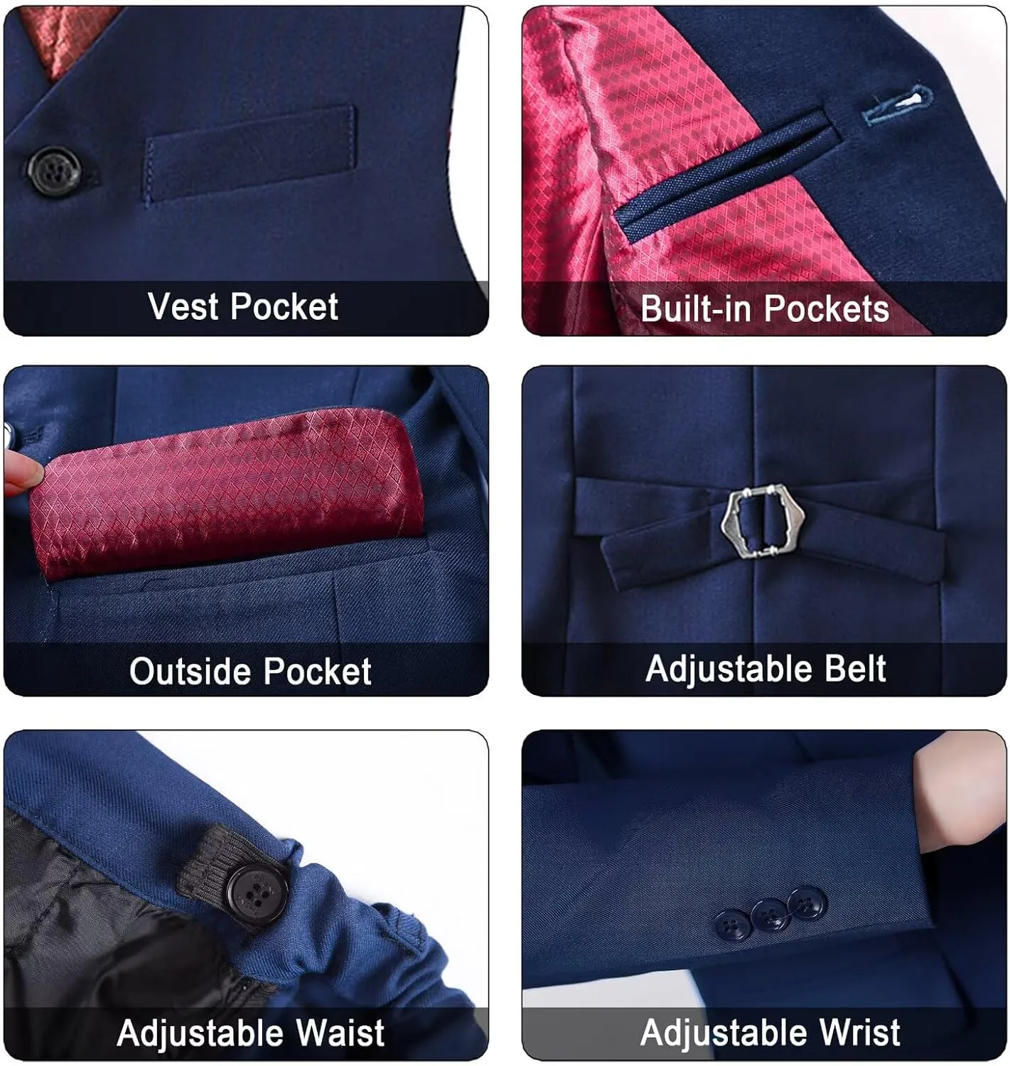 Wehilion Boys Suit Slim Fit Formal Tuxedo Suit Set for Kids Toddler Boys Teen Wedding Ring Bearer Dress Outfits