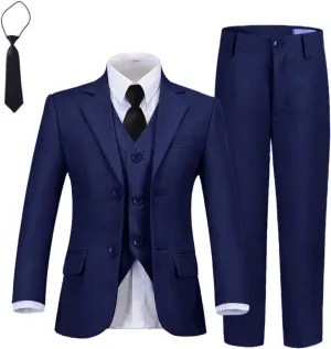 Wehilion Boys Suit Slim Fit Formal Tuxedo Suit Set for Kids Toddler Boys Teen Wedding Ring Bearer Dress Outfits