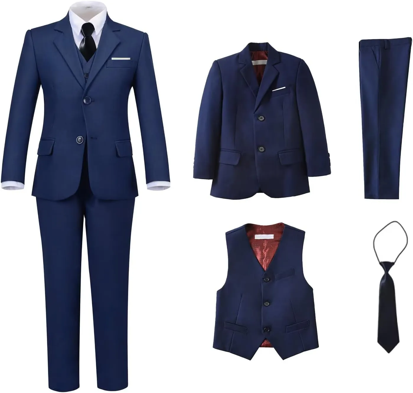 Wehilion Boys Suit Slim Fit Formal Tuxedo Suit Set for Kids Toddler Boys Teen Wedding Ring Bearer Dress Outfits