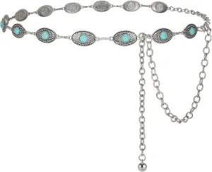 Western Metal Concho Belt for Women Western Cowgirl Chain Belts for Dresses Jeans Country Concert Outfit Belt