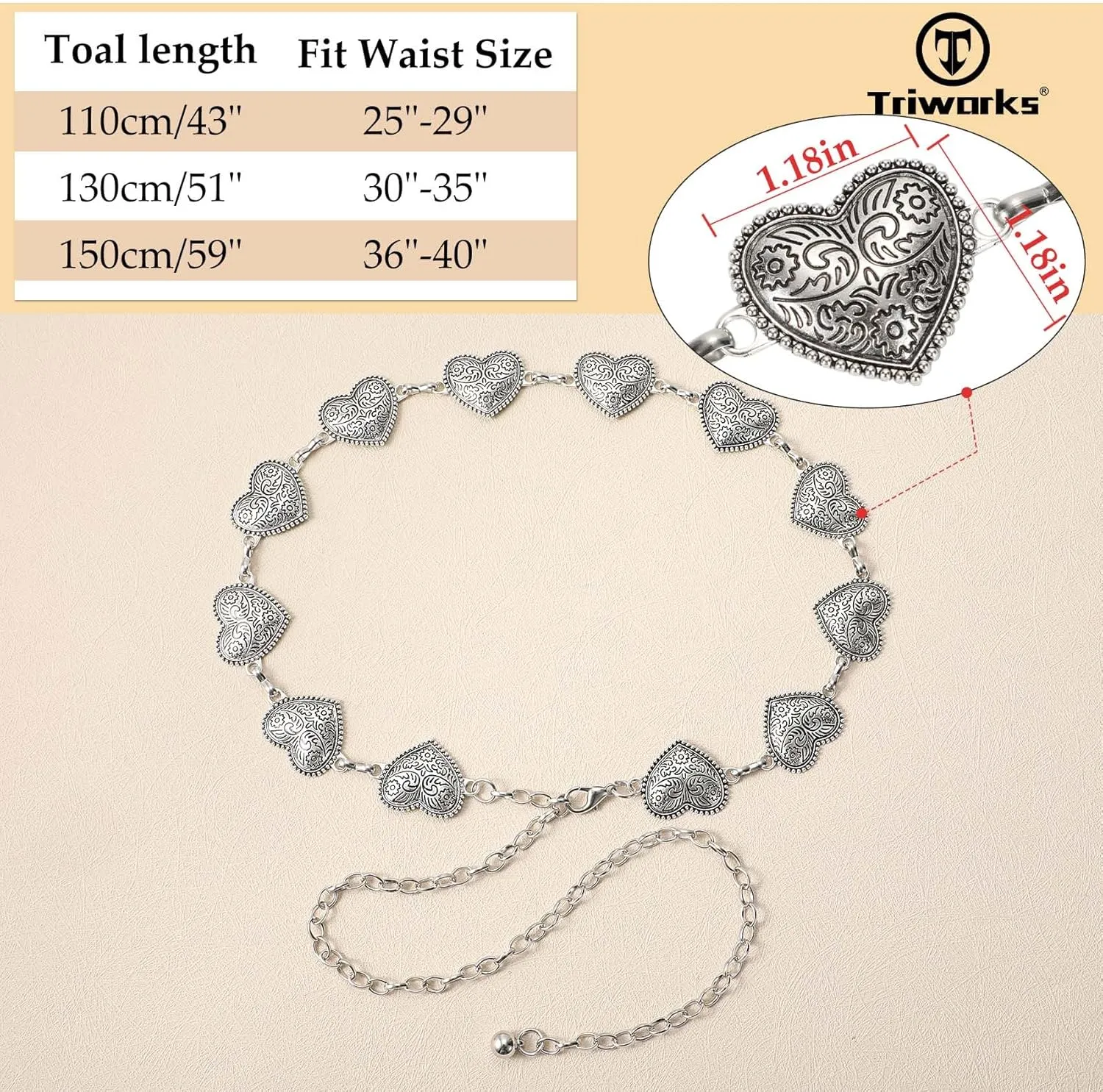 Western Metal Concho Belt for Women Western Cowgirl Chain Belts for Dresses Jeans Country Concert Outfit Belt