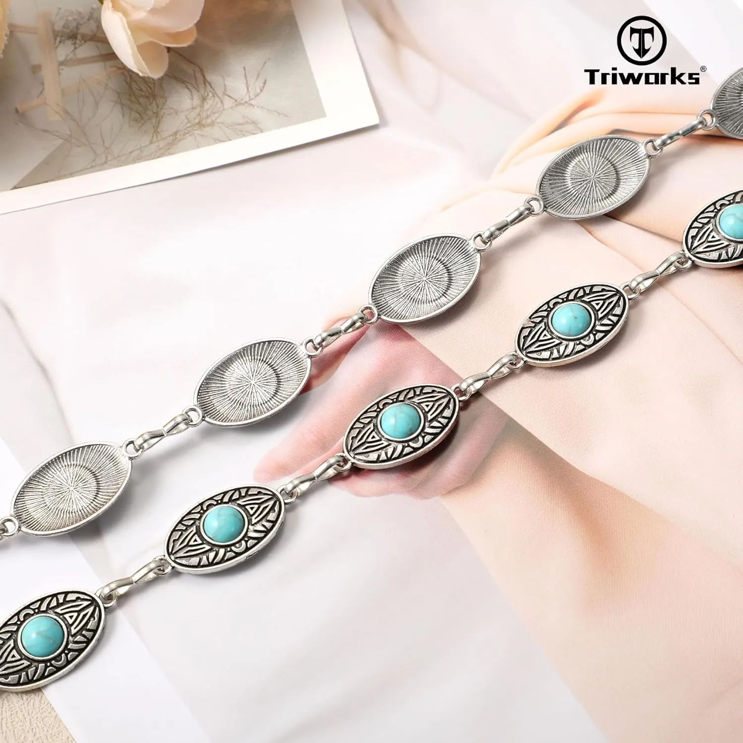 Western Metal Concho Belt for Women Western Cowgirl Chain Belts for Dresses Jeans Country Concert Outfit Belt