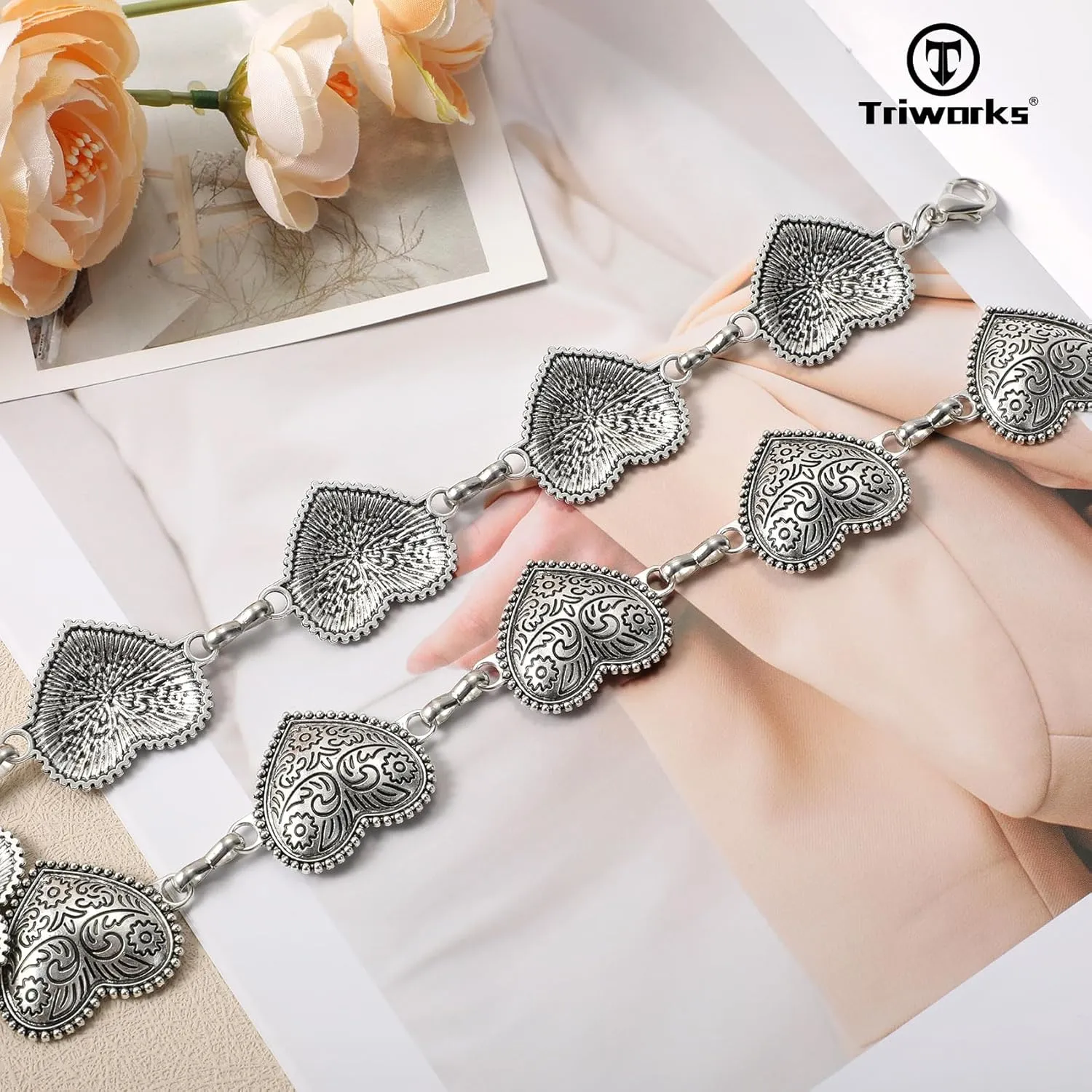 Western Metal Concho Belt for Women Western Cowgirl Chain Belts for Dresses Jeans Country Concert Outfit Belt