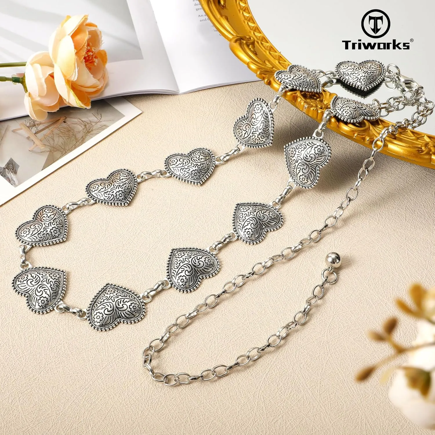 Western Metal Concho Belt for Women Western Cowgirl Chain Belts for Dresses Jeans Country Concert Outfit Belt