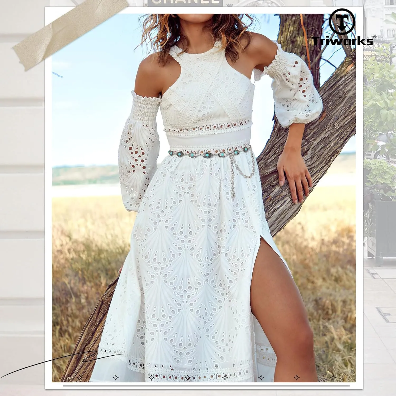Western Metal Concho Belt for Women Western Cowgirl Chain Belts for Dresses Jeans Country Concert Outfit Belt
