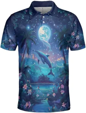 Whale Polo Shirts for Men - Marine Stylish Mens Goft Shirt Casual Short Sleeve Button Down Outfit Set 18