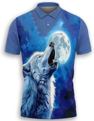 Wolf Moon Polo Shirts for Men- Golf Moisture Wicking Dry Fit Short Sleeve Polo Shirts S32