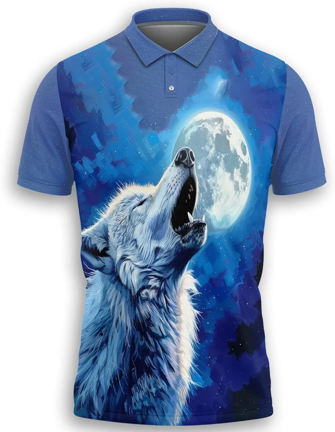 Wolf Moon Polo Shirts for Men- Golf Moisture Wicking Dry Fit Short Sleeve Polo Shirts S32