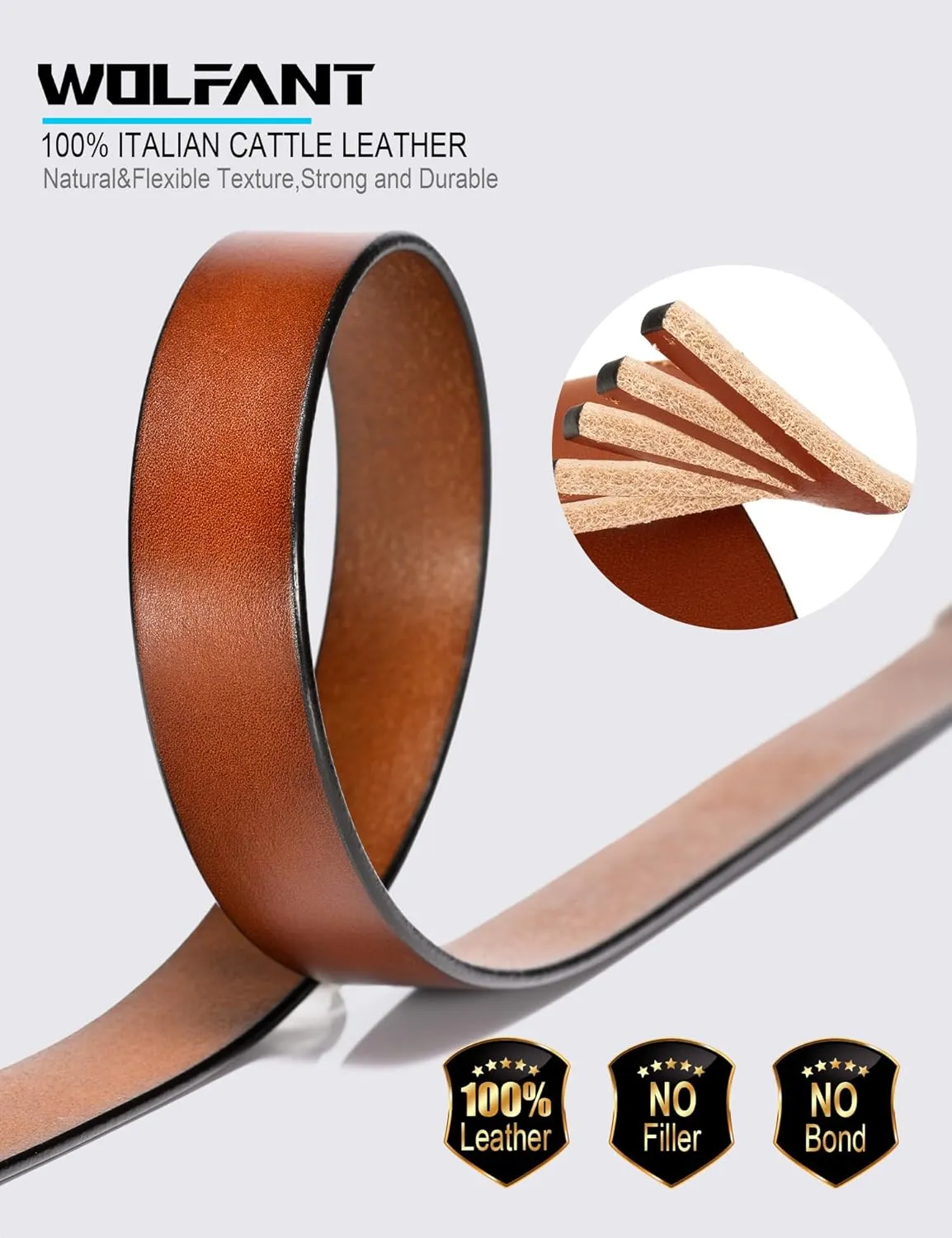 WOLFANT Womens Belts for Jeans,1.1" Fashion Ladies Belt with Gold Buckle,100% Italian Full Grain Real Solid Leather