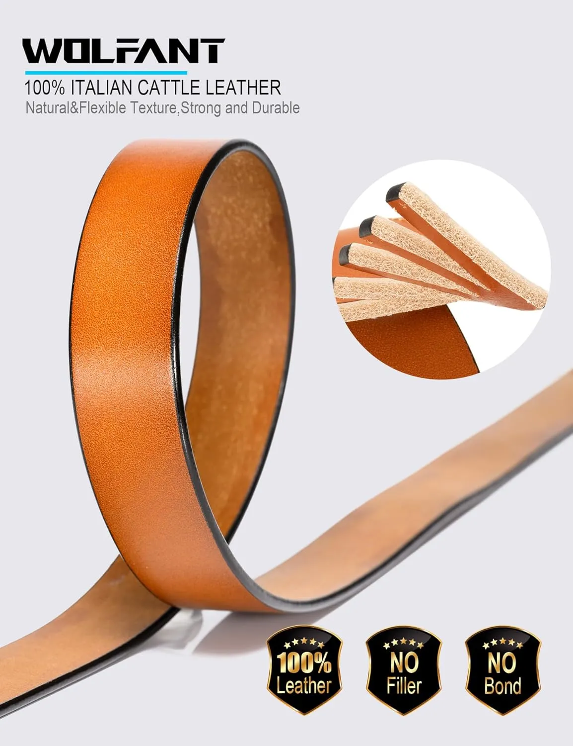 WOLFANT Womens Belts for Jeans,1.1" Fashion Ladies Belt with Gold Buckle,100% Italian Full Grain Real Solid Leather