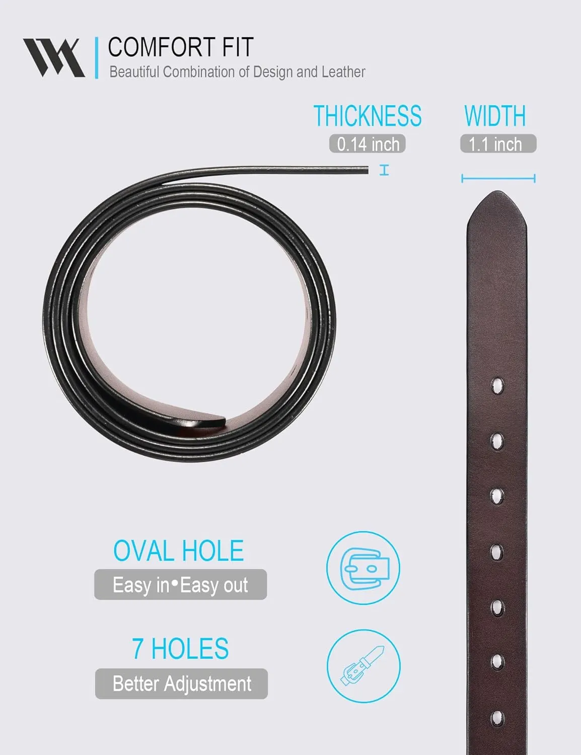 WOLFANT Womens Belts for Jeans,1.1" Fashion Ladies Belt with Gold Buckle,100% Italian Full Grain Real Solid Leather