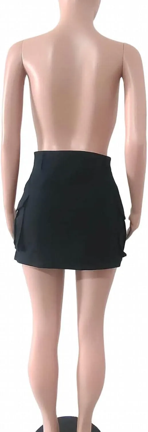 Women Cargo Midi Denim Skirt High Waisted Skirts Jean Skirt with Pockets Beach A Line Dress for Women's Novelty