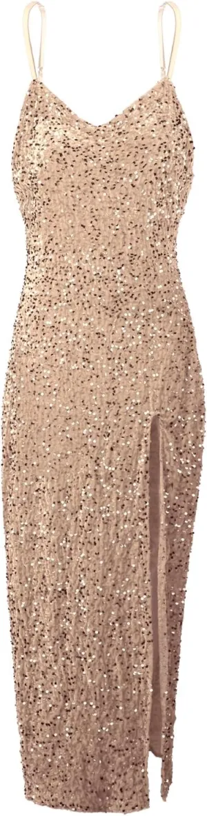 Women Cocktail Long Sequin Formal Evening Gowns Adjustable Spaghetti Strap Prom Dresses Sparkle Mermaid Night Outfits